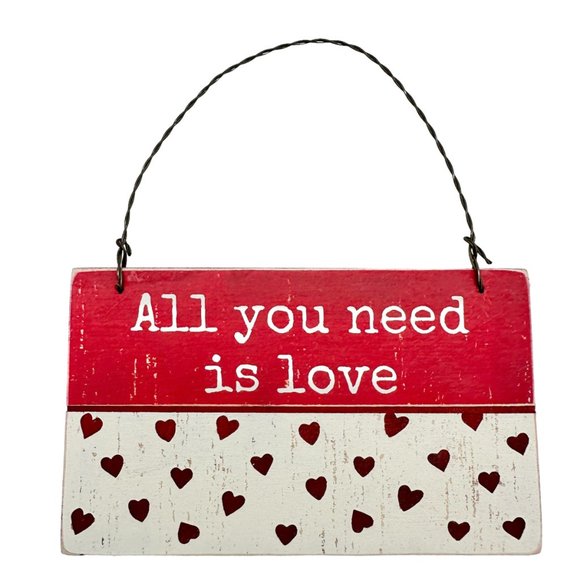 Primitives By Kathy Set of 4 Valentines Ornaments Love Wooden Hanging Sign 5x3 - Picture 6 of 10